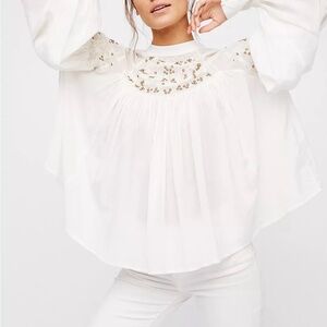 Free People HAVE IT MY WAY Embroidered Blouse